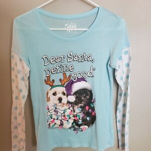 Justice girls size 14 Christmas puppies long sleeve t-shirt